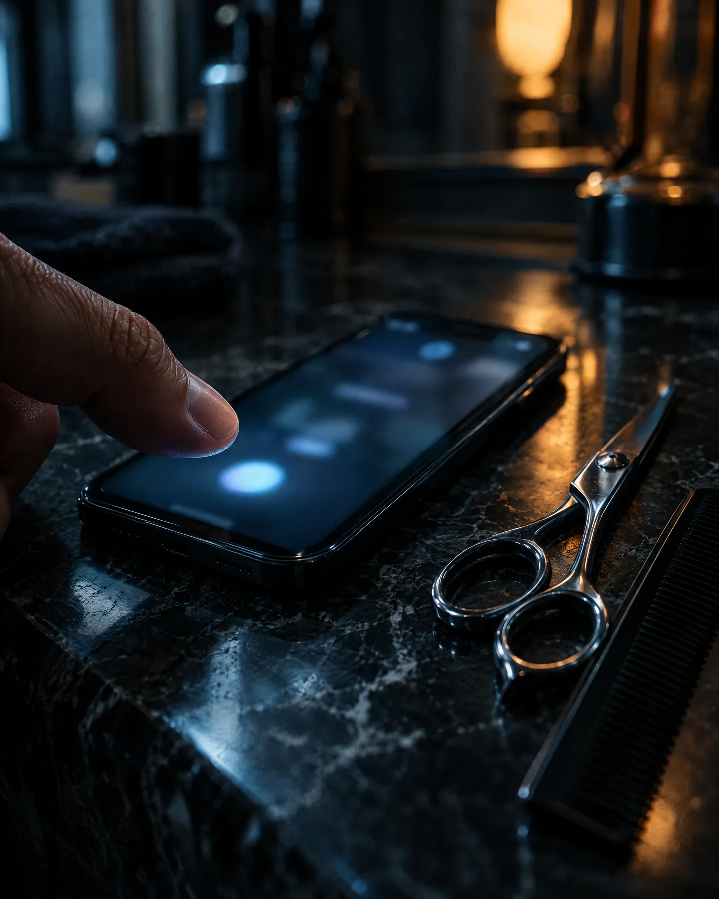 A thumb about to tap a booking button on a phone